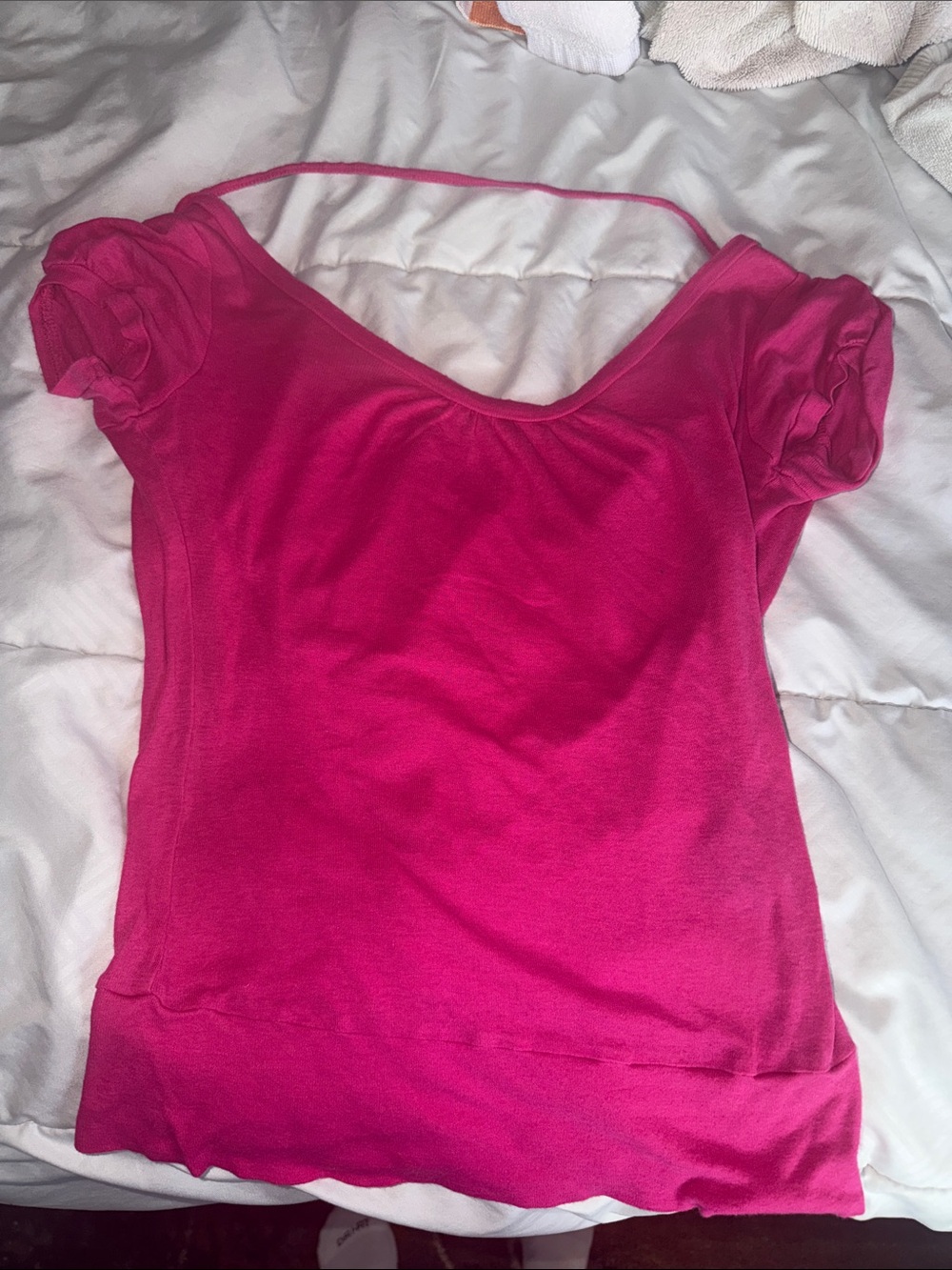 Moda international Women's Pink Scoop Neck Short Sleeve Top y2k size XS